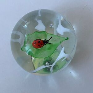 Glass Paperweight with Ladybug Design